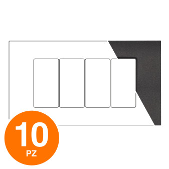 MAPAM Placca Tecnopolimero Sun-T5 4P SUN-P9004-NE Nero - Confezione 10pz - mod. SUN-P9004-NE - Compatibile con Vimar ARKÉ