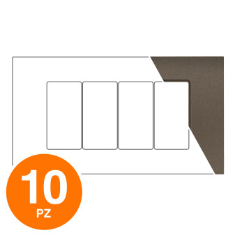 MAPAM Placca Tecnopolimero Sun-T5 4P SUN-P9004-TM Testa di Moro - Confezione 10pz - mod. SUN-P9004-TM - Compatibile Vimar ARKÉ