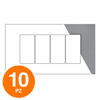 MAPAM Placca Tecnopolimero Sun-T5 4P SUN-P9004-GR Grigio - Confezione 10pz - mod. SUN-P9004-GR - Compatibile con Vimar ARKÉ