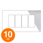 MAPAM Placca Tecnopolimero Sun-T5 4P SUN-P9004-SI Silver - Confezione 10pz - mod. SUN-P9004-SI - Compatibile con Vimar ARKÉ