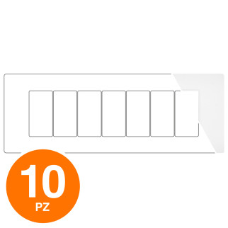 MAPAM Placca Tecnopolimero Sun-T5 7P SUN-P9007-BI Bianco - Confezione 10pz - mod. SUN-P9007-BI - Compatibile con Vimar ARKÉ