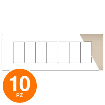 MAPAM Placca Tecnopolimero Sun-T5 7P SUN-P9007-CH Champagne - Confezione 10pz - mod. SUN-P9007-CH - Compatibile con Vimar ARKÉ