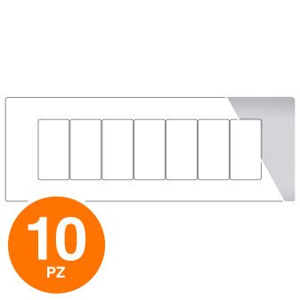 MAPAM Placca Tecnopolimero Sun-T5 7P SUN-P9007-SI Silver - Confezione 10pz - mod. SUN-P9007-SI - Compatibile con Vimar ARKÉ