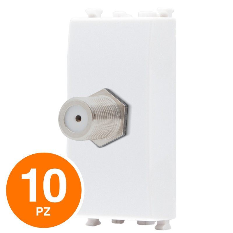 MAPAM Presa Sat Femmina Diretta 1M Sun-T5 SUN-F925BI Bianco - Confezione 10pz - mod. SUN-F925BI - Compatibile con Vimar ARKÉ