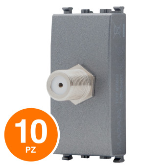 MAPAM Presa Sat Femmina Diretta 1M Sun-T5 SUN-F925GR Grigio - Confezione 10pz - mod. SUN-F925GR - Compatibile con Vimar ARKÉ