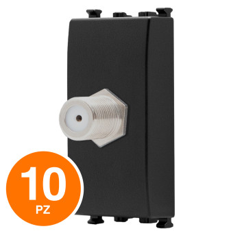MAPAM Presa Sat Femmina Diretta 1M Sun-T5 SUN-F925NE Nero - Confezione 10pz - mod. SUN-F925NE - Compatibile con Vimar ARKÉ
