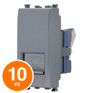 MAPAM Presa Telefonica Sun-T5 SUN-F923GR Grigio - Confezione 10pz - mod. SUN-F923GR - Compatibile con Vimar ARKÉ