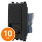 MAPAM Presa Telefonica Sun-T5 SUN-F923NE Nero - Confezione 10pz - mod. SUN-F923NE - Compatibile con Vimar ARKÉ
