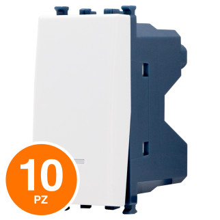 MAPAM Pulsante Unipolare Spia Sun-T5 SUN-F965BI Bianco - Confezione 10pz - mod. SUN-F965BI - Compatibile con Vimar ARKÉ