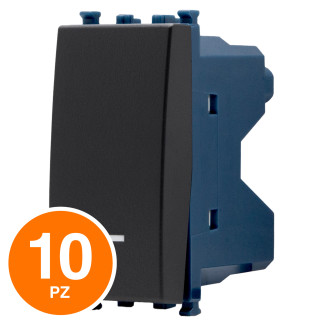 MAPAM Pulsante Unipolare Spia Sun-T5 SUN-F965NE Nero - Confezione 10pz - mod. SUN-F965NE - Compatibile con Vimar ARKÉ