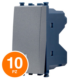 MAPAM Pulsante Unipolare Sun-T5 SUN-F905GR Grigio - Confezione 10pz - mod. SUN-F905GR - Compatibile con Vimar ARKÉ