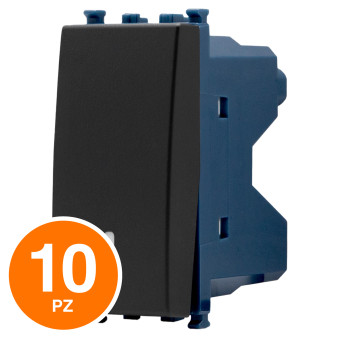 MAPAM Pulsante Unipolare Sun-T5 SUN-F905NE Nero - Confezione 10pz - mod. SUN-F905NE - Compatibile con Vimar ARKÉ