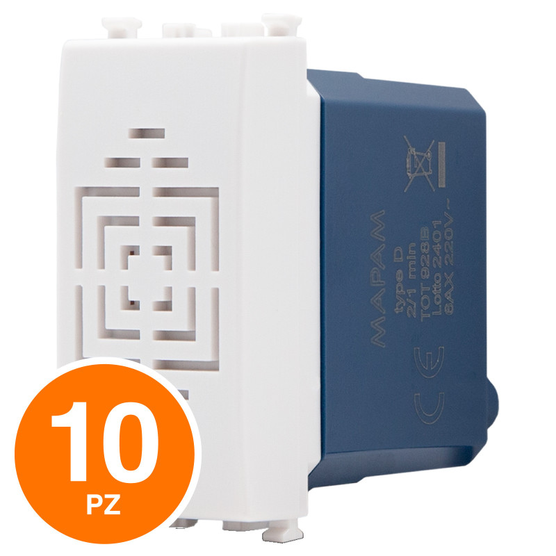 MAPAM Ronzatore Sun-T5 SUN-F928BI Bianco - Confezione 10pz - mod. SUN-F928BI - Compatibile con Vimar ARKÉ