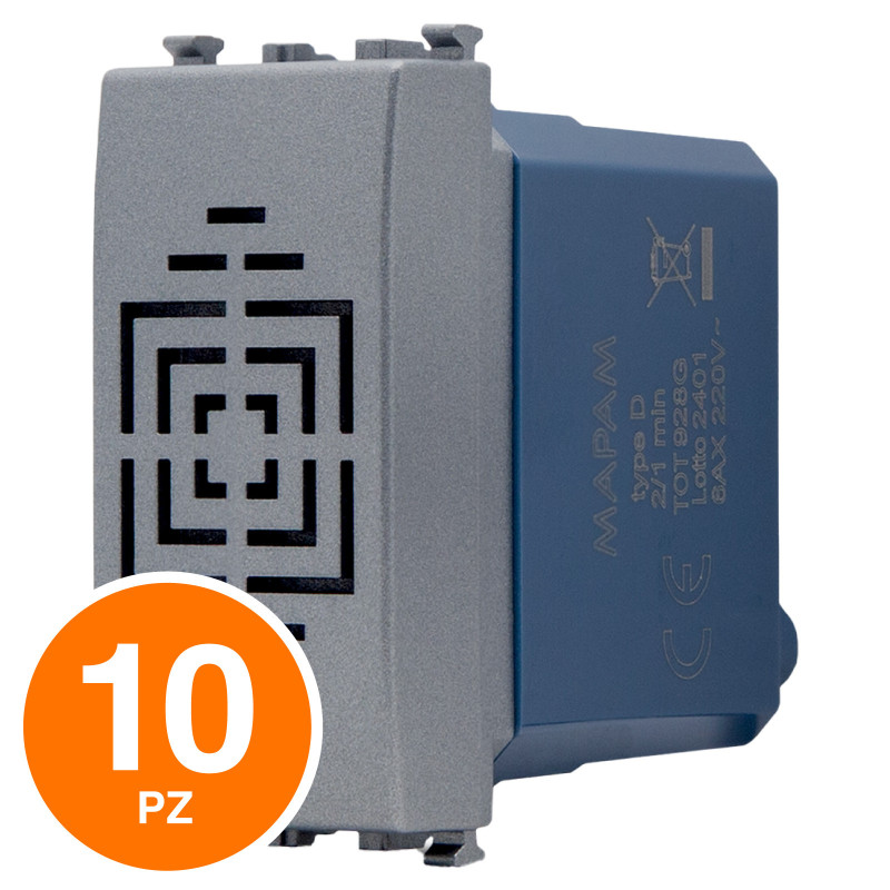 MAPAM Ronzatore Sun-T5 SUN-F928GR Grigio - Confezione 10pz - mod. SUN-F928GR - Compatibile con Vimar ARKÉ