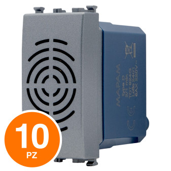 MAPAM Suoneria Sun-T5 SUN-F924GR Grigio - Confezione 10pz - mod. SUN-F924GR - Compatibile con Vimar ARKÉ