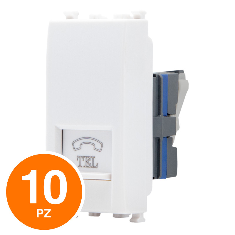 MAPAM Presa Telefonica Sun-T5 SUN-F923BI Bianco - Confezione 10pz - mod. SUN-F923BI - Compatibile con Vimar ARKÉ