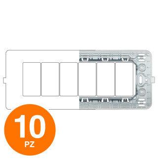 MAPAM Supporto JOY 6P - Confezione 10pz - mod. JOY-S5006 - Compatibile con BTicino MATIX