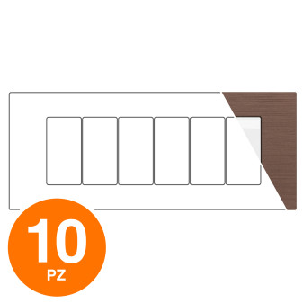 MAPAM Placca Tecnopolimero Spazzolato JOY 6P Bronzo - Confezione 10pz - mod. JOY-P5006SP-BR - Compatibile con BTicino MATIX