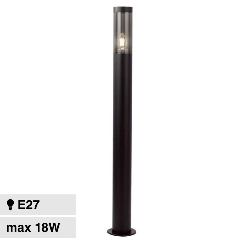V-Tac VT-1185 Paletto Portalampada E27 Cilindrico 1m Colore Nero IP44