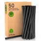 Cannucce in PLA Nere Lisce Resistenti in Bioplastica Ecologiche Compostabili 15cm x 8mm - Confezione da 50 Cannucce