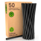 Cannucce in PLA Nere Lisce Resistenti in Bioplastica Ecologiche Compostabili 21cm x 6,8mm - Confezione da 50 Cannucce
