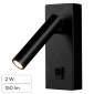 V-Tac VT-402 Lampada LED da Muro 2W SMD Applique da Lettura Orientabile con Interruttore Colore Nero - SKU 10286 / 10287