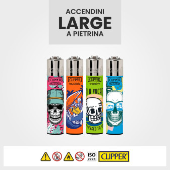 Clipper Large Accendino A Pietrina Vacay Skulls 4 Accendini