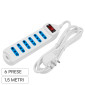 Life Multipresa 6 Prese Bipasso con Spina 16A 2P+T 90° Interruttore ON/OFF Cavo 1,5M Colore Bianco - mod. 38.1030116P