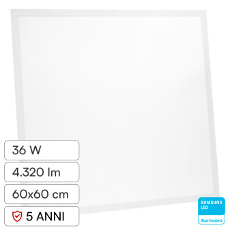 VT-61036 Pannello LED Samsung SMD Quadrato 60x60 36W Incasso Driver