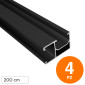 V-Tac Binario in Alluminio 200cm per Pannelli Solari Fotovoltaici Colore Nero - Confezione da 4 Supporti - SKU 11997
