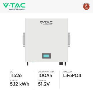 Set 9 Pannelli Fotovoltaici + Inverter 3,6kW + Batteria 5,12kWh V-Tac
