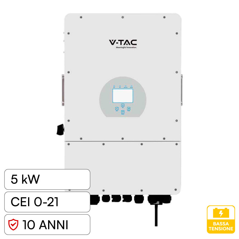 Inverter 5kW Trifase LCD IP65 Pannelli Fotovoltaici V-Tac