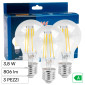 Life Lampadina LED E27 3,8W Goccia A60 Filament 212 lm/W in Vetro Trasparente - Confezione da 3 - mod. 39.920862C303