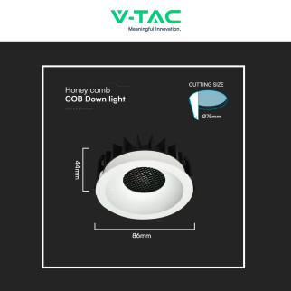 V-Tac Faretto LED COB 12W Incasso Rotondo CCT Bianco