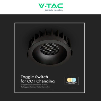 V-Tac Faretto LED COB 18W Incasso Rotondo CCT Nero