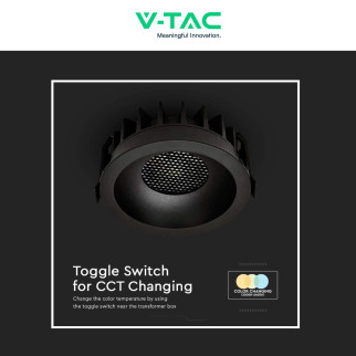 V-Tac Faretto LED COB 18W Incasso Rotondo CCT Nero