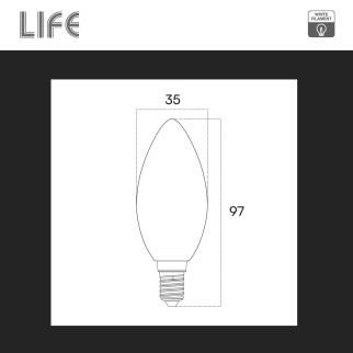 Life Lampadina LED E14 2,5W Candela C35 Filament Bianco
