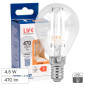 Life Lampadina LED E14 4,5W MiniGlobo P45 Filament Bianco in Vetro Trasparente - mod. 39.922542C27 / 39.922542C / 39.922542N