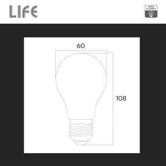 Life Lampadina LED E27 7W Goccia A60 Filament Bianco