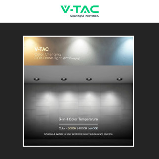 V-Tac Faretto LED COB 24W Incasso Rotondo CCT Nero
