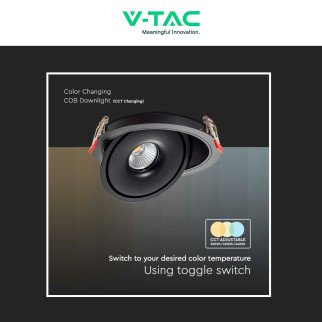 V-Tac Faretto LED COB 12W Incasso Rotondo Orientabile CCT