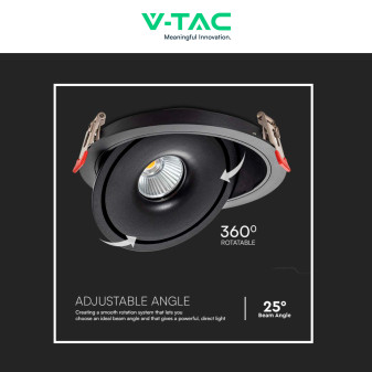 V-Tac Faretto LED COB 12W Incasso Rotondo Orientabile CCT
