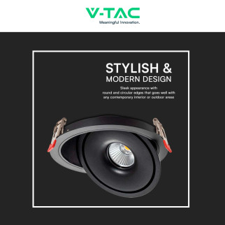 V-Tac Faretto LED COB 12W Incasso Rotondo Orientabile CCT