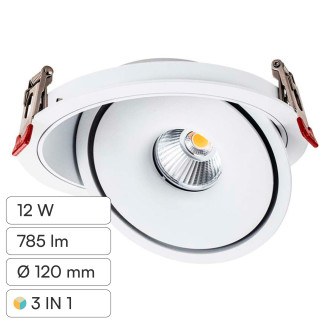 V-Tac Faretto LED COB 12W Incasso Rotondo Orientabile CCT