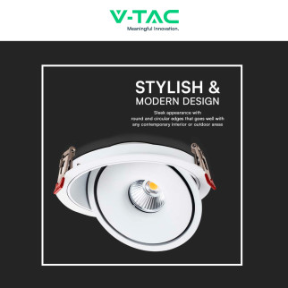 V-Tac Faretto LED COB 12W Incasso Rotondo Orientabile CCT