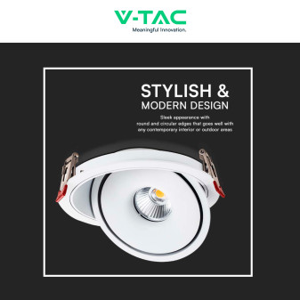 V-Tac Faretto LED COB 20W Incasso Rotondo Orientabile CCT