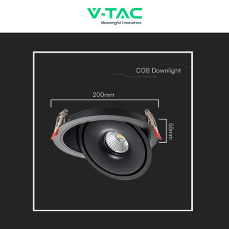 V-Tac Faretto LED COB 28W Incasso Rotondo Orientabile CCT