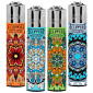 Clipper Large Accendino a Pietrina Grande Ricaricabile con Fantasia Mandala - Serie da 4 Accendini