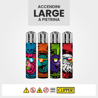 Clipper Large Accendino a Pietrina Cool Animals 4 Accendini