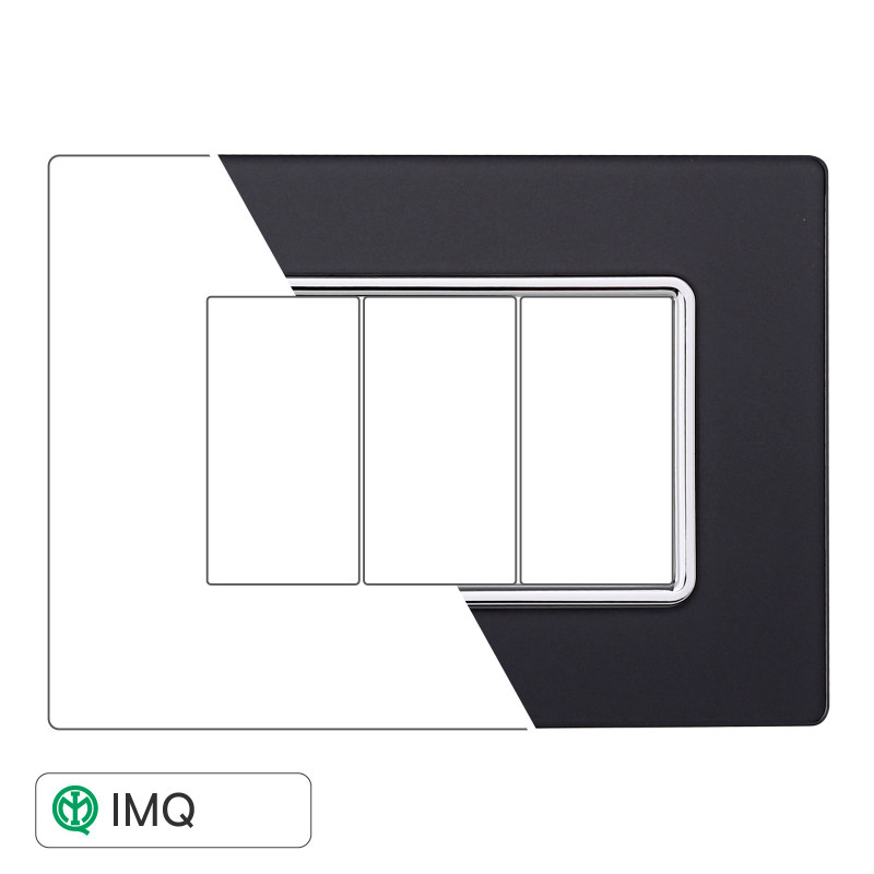 PLACCA VETRO 3P ACCIAIO SCURO - modello MT84310